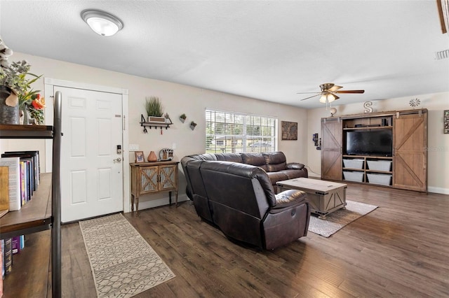 732 Mockingbird Ln, Deland, FL 32720 - living area with visible vents, ceiling fan, and wood finished floors