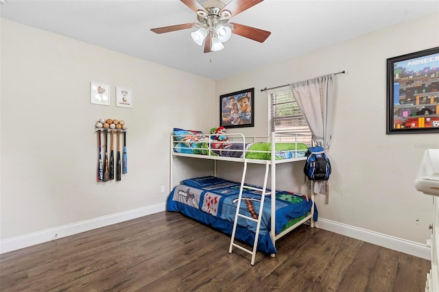 732 Mockingbird Ln, Deland, FL 32720 - bedroom with wood finished floors, ceiling fan, and baseboards