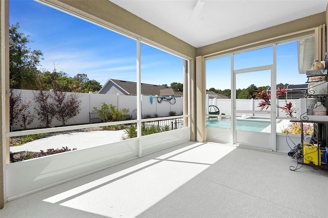 view of unfurnished sunroom