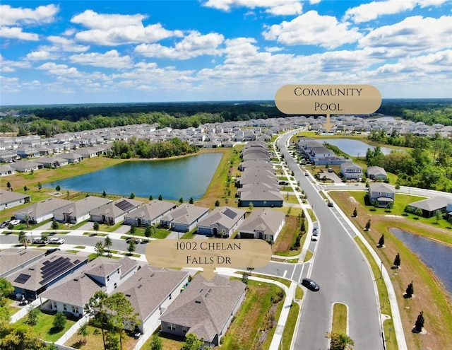 1002 Chelan Falls Dr, Deland, FL 32724 - aerial view featuring a residential view and a water view