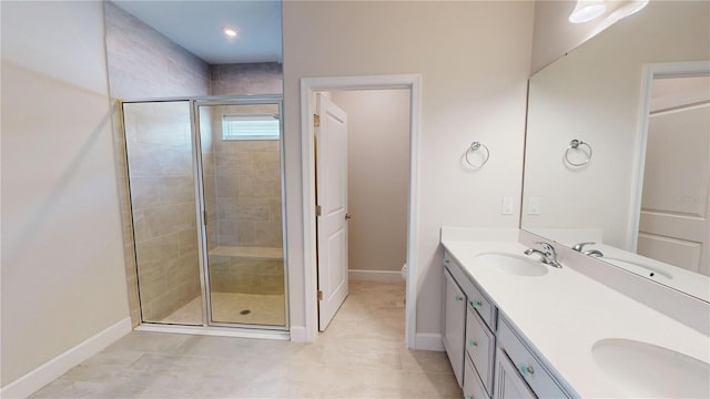 1002 Chelan Falls Dr, Deland, FL 32724 - full bath with tile patterned floors, a sink, and a stall shower
