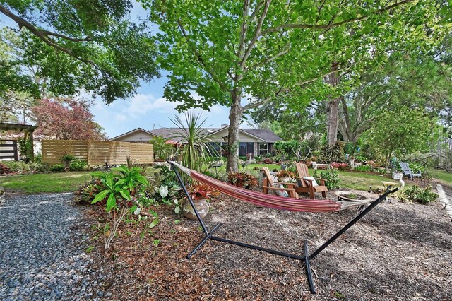 view of yard featuring fence