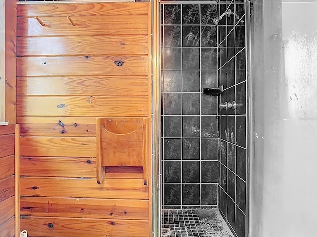 bathroom with a shower stall