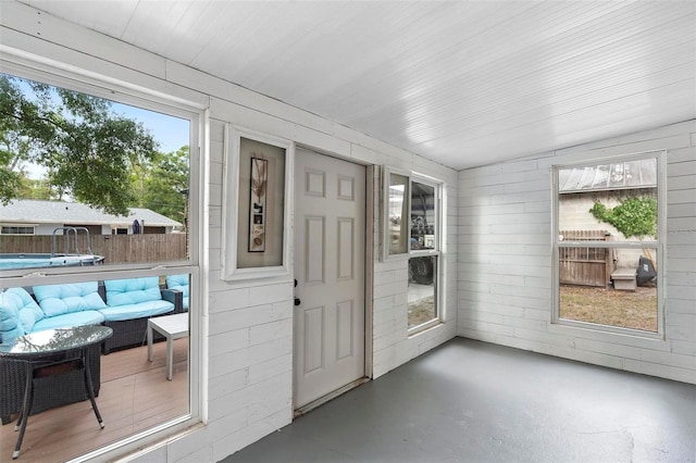 entryway with finished concrete flooring