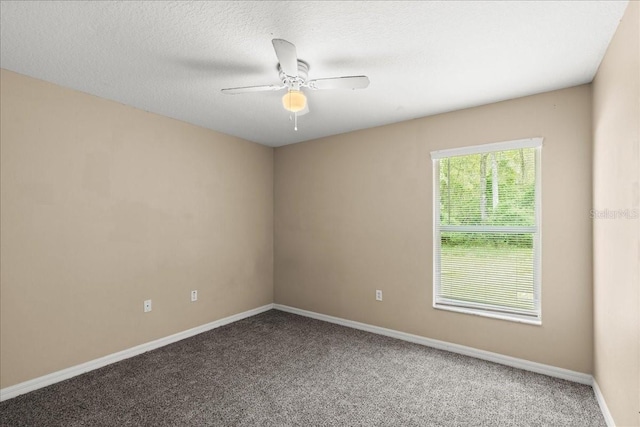 10 Zebrawood Ct, Palm Coast, FL 32164 - empty room with baseboards, ceiling fan, carpet flooring, and a textured ceiling