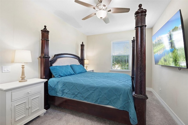 2337 Oxmoor Dr, Deland, FL 32724 - bedroom with light carpet, ceiling fan, and baseboards