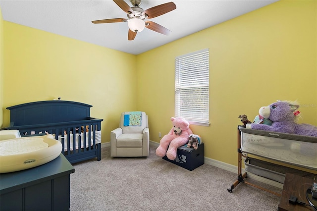 2337 Oxmoor Dr, Deland, FL 32724 - bedroom with carpet flooring, a ceiling fan, and baseboards