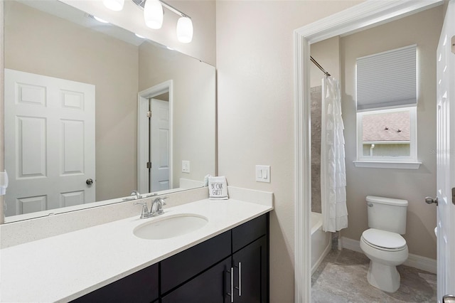 2337 Oxmoor Dr, Deland, FL 32724 - full bathroom with vanity, toilet, shower / tub combo, and baseboards