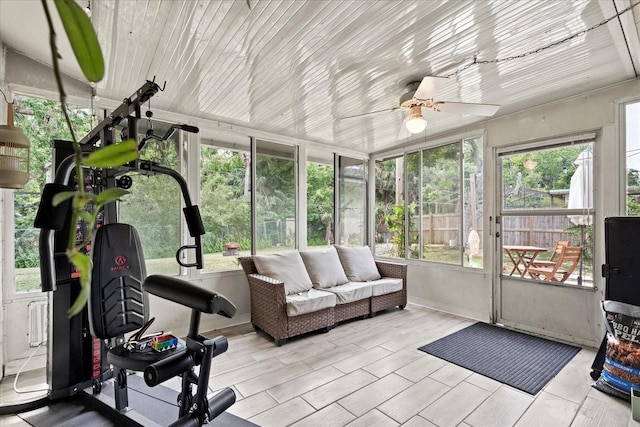 736 Lindenwood Cir W, Ormond Beach, FL 32174 - sunroom / solarium with a ceiling fan and an outdoor hangout area