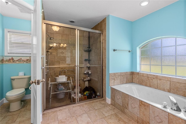 105 Riviera Estates Blvd, Ormond Beach, FL 32174 - bathroom featuring recessed lighting, a shower stall, a garden tub, and toilet