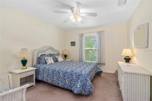 105 Riviera Estates Blvd, Ormond Beach, FL 32174 - bedroom with visible vents, carpet flooring, baseboards, and a ceiling fan