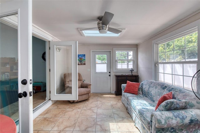 952 Northbrook Dr, Ormond Beach, FL 32174 - interior space with a ceiling fan and a skylight
