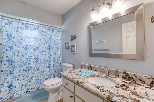 952 Northbrook Dr, Ormond Beach, FL 32174 - bathroom with a shower with shower curtain, toilet, and vanity