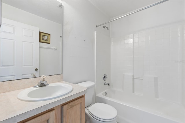 3214 Juniper Dr, Edgewater, FL 32141 - bathroom featuring shower / bath combination, visible vents, toilet, and vanity