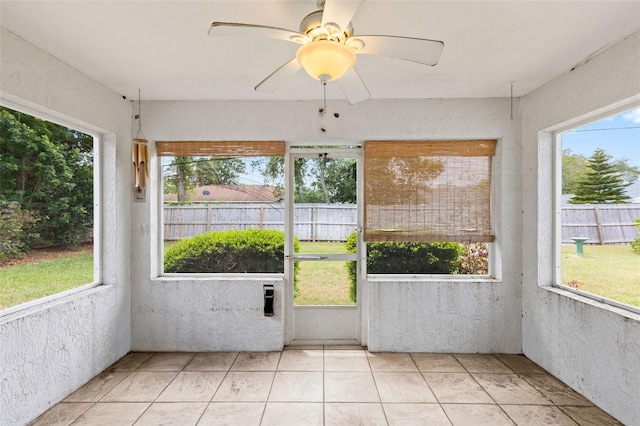 3214 Juniper Dr, Edgewater, FL 32141 - unfurnished sunroom with ceiling fan and a wealth of natural light