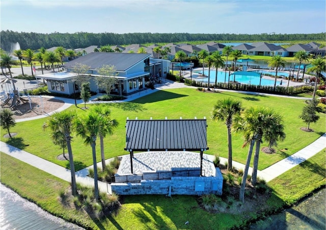 bird's eye view with a residential view