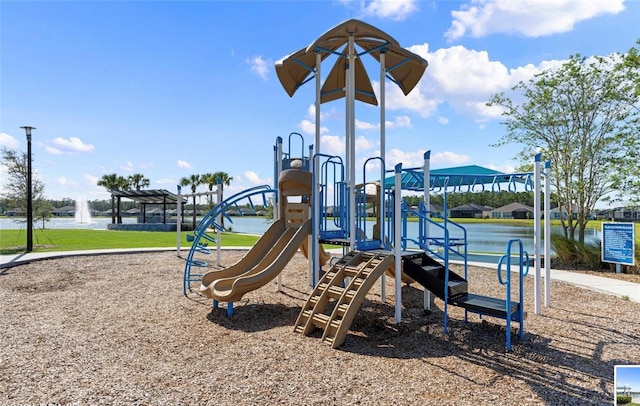 communal playground with a water view