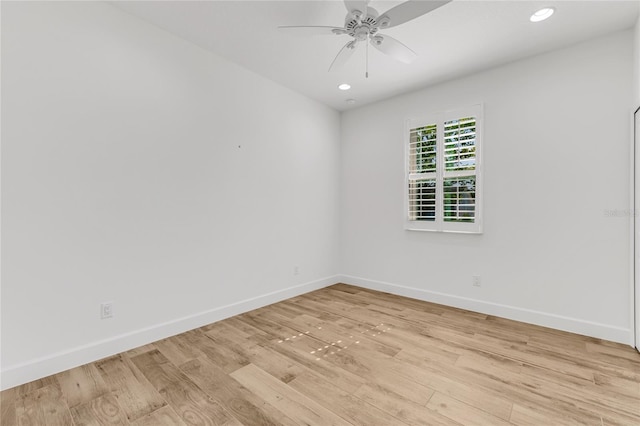 484 Landshark Blvd, Daytona Beach, FL 32124 - spare room featuring baseboards, a ceiling fan, light wood finished floors, and recessed lighting