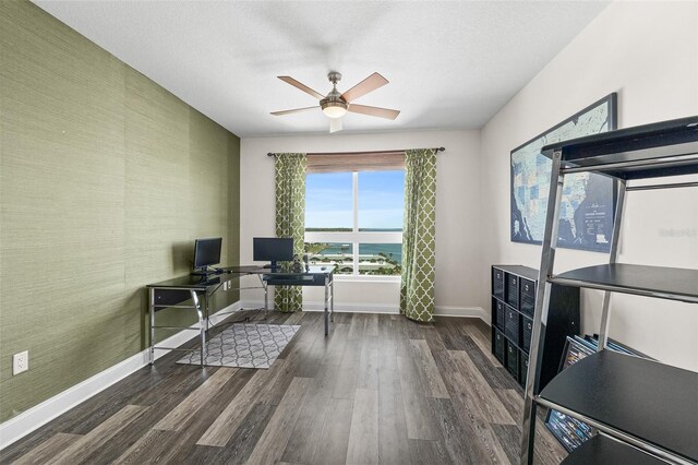 241 Riverside Dr Unit 902, Holly Hill, FL 32117 - office featuring wood finished floors, baseboards, and ceiling fan