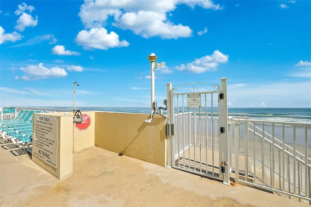 view of patio / terrace with a water view
