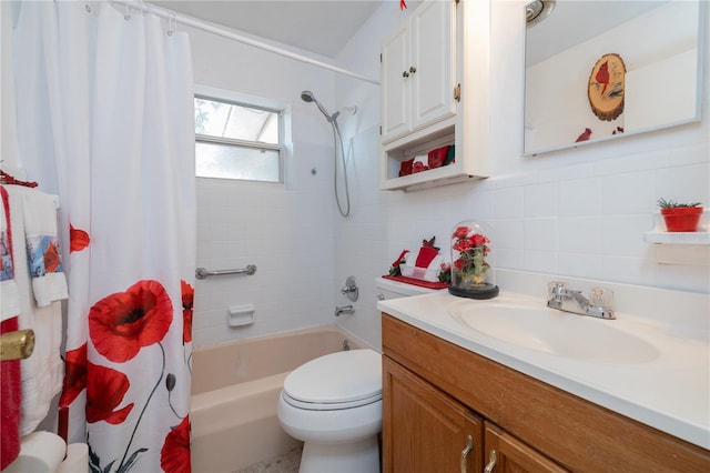 1148 Briarwood Ave, Deltona, FL 32725 - bathroom with toilet, backsplash, shower / tub combo, a skylight, and vanity