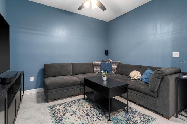 1079 Quaker Ridge Ln, Davenport, FL 33896 - living area featuring baseboards, ceiling fan, and light tile patterned flooring