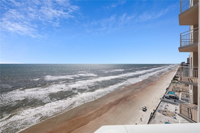 property view of water featuring a view of the beach