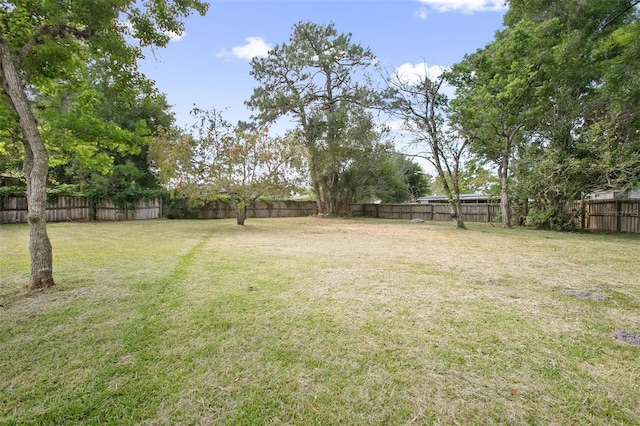 view of yard featuring a fenced backyard