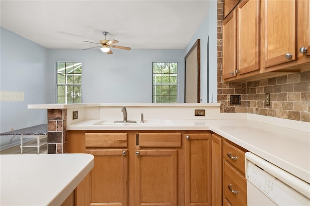 8231 SW 79th Ct, Ocala, FL 34476 - kitchen with a ceiling fan, a healthy amount of sunlight, a peninsula, and dishwasher