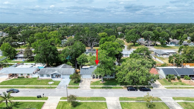 drone / aerial view with a residential view