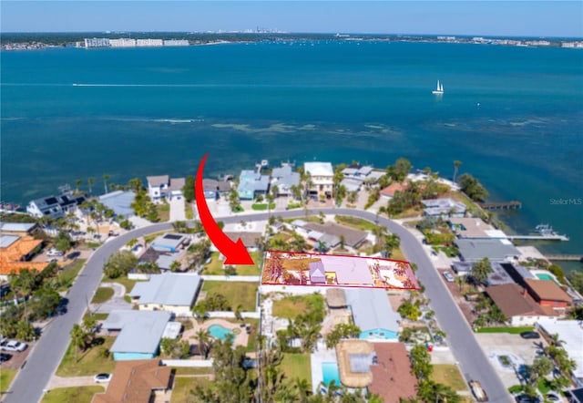 855 Boca Ciega Isle Dr, St Pete Beach, FL 33706 - birds eye view of property featuring a residential view and a water view