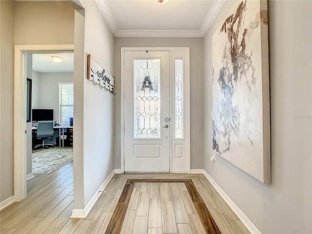 260 Teddy Rushing St, Debary, FL 32713 - entrance foyer featuring wood tiled floor, ornamental molding, and baseboards