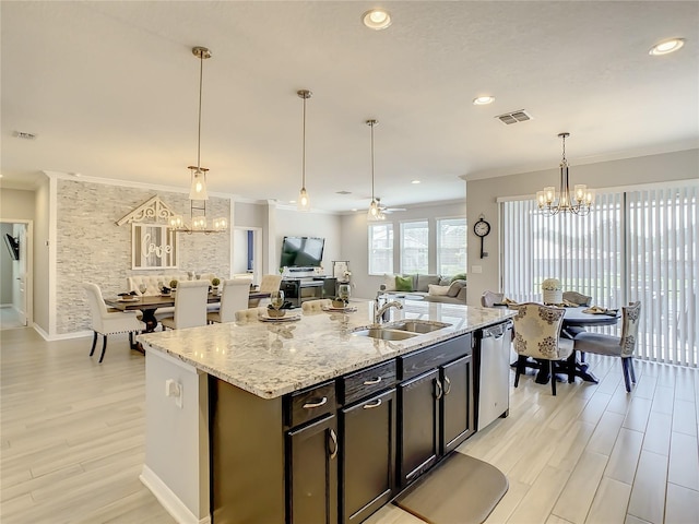260 Teddy Rushing St, Debary, FL 32713 - kitchen featuring visible vents, a sink, dishwasher, and ornamental molding