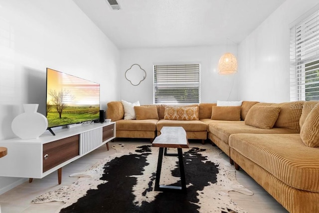 living area featuring visible vents