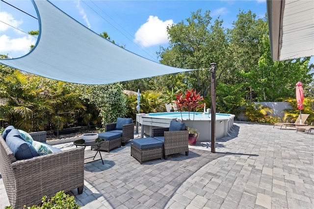 2824 Oak Lea Dr, South Daytona, FL 32119 - view of patio featuring fence, an outdoor hangout area, and an outdoor pool