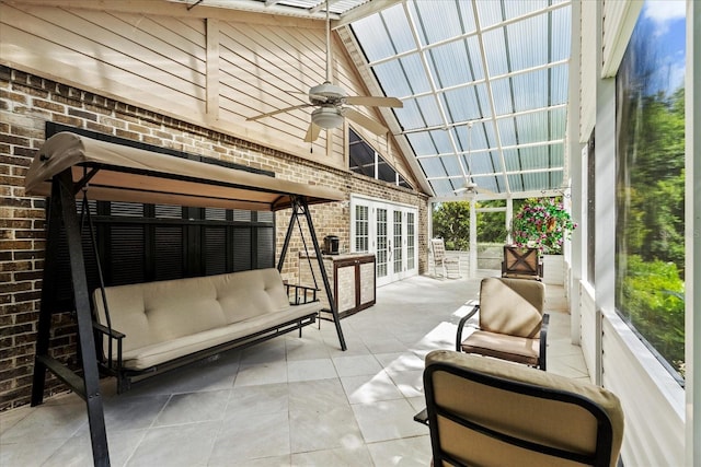 30 Reflections Village Dr, Ormond Beach, FL 32174 - sunroom / solarium with french doors, a ceiling fan, and plenty of natural light