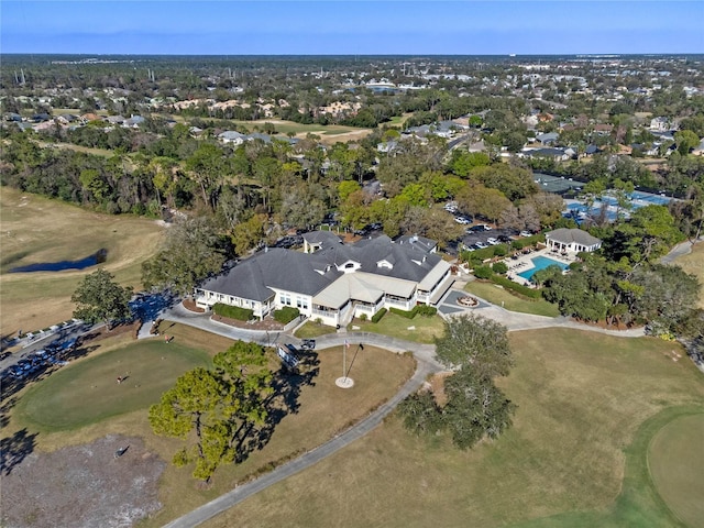 aerial view with view of golf course