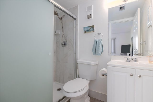 2711 N Halifax Ave Unit 496, Daytona Beach, FL 32118 - bathroom with toilet, a stall shower, vanity, and baseboards