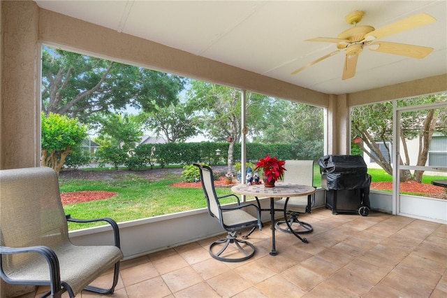 276 Gala Cir, Daytona Beach, FL 32124 - sunroom featuring a ceiling fan
