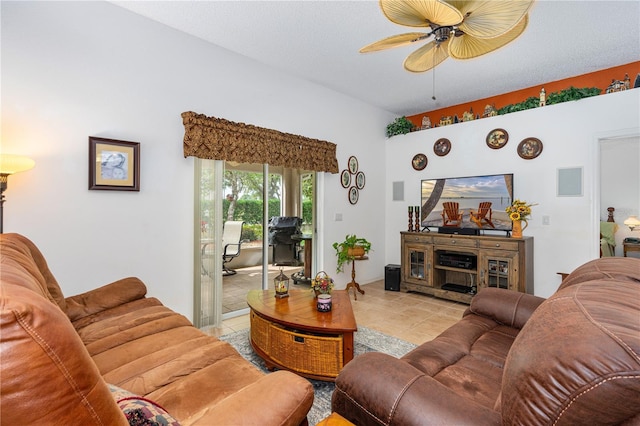 276 Gala Cir, Daytona Beach, FL 32124 - living area with a ceiling fan and light tile patterned flooring