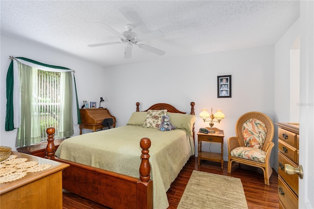 276 Gala Cir, Daytona Beach, FL 32124 - bedroom with dark wood finished floors, a textured ceiling, and ceiling fan