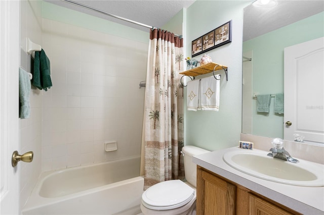 276 Gala Cir, Daytona Beach, FL 32124 - full bathroom featuring toilet, shower / bath combo, vanity, and a textured ceiling