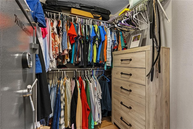 spacious closet with wood finished floors