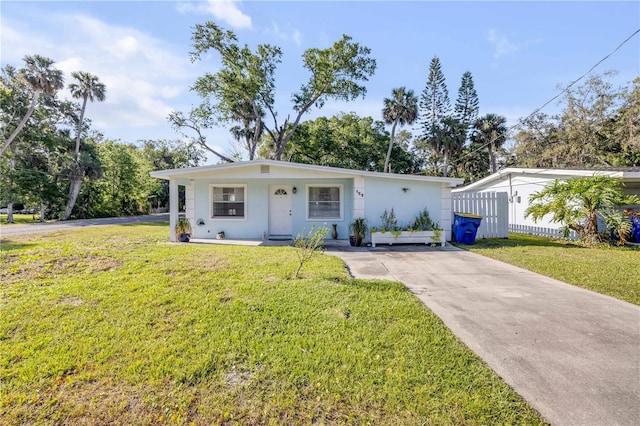 128 Oakridge Ave, Edgewater, FL 32132 - view of front of home with a front lawn, stucco siding, and driveway