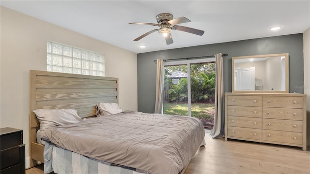 88 Valencia Dr, Ormond Beach, FL 32176 - bedroom with light wood-style floors, recessed lighting, and ceiling fan