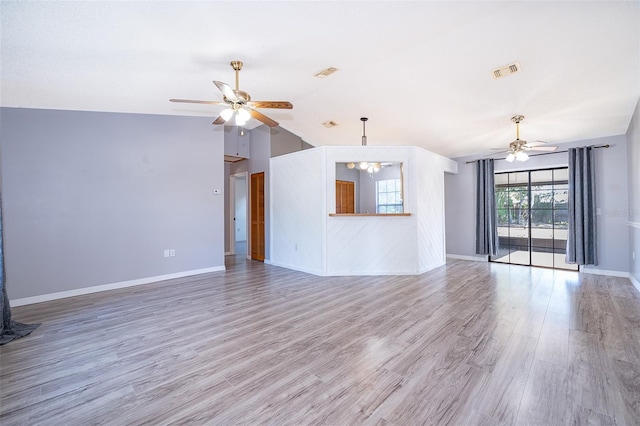 3107 Mapleshade St, Deltona, FL 32738 - unfurnished living room with a ceiling fan, baseboards, and wood finished floors
