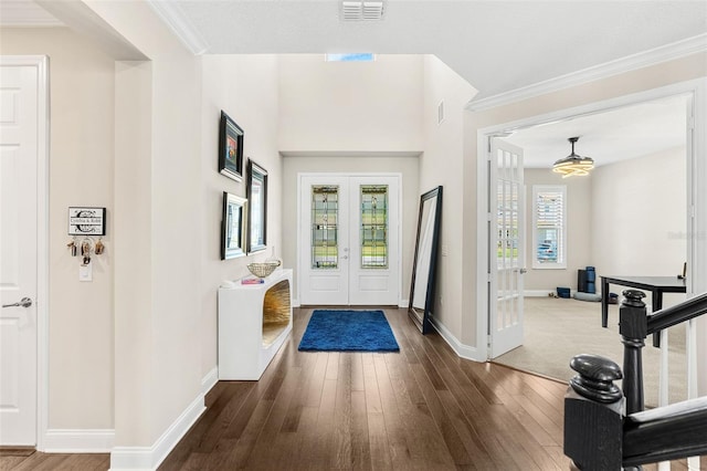 163 Rosa Bella Vw, Debary, FL 32713 - foyer with baseboards, french doors, dark wood finished floors, and visible vents