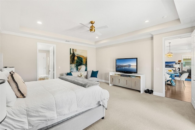 163 Rosa Bella Vw, Debary, FL 32713 - bedroom featuring a raised ceiling, baseboards, carpet, and recessed lighting