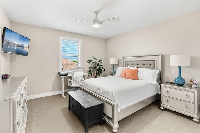 163 Rosa Bella Vw, Debary, FL 32713 - bedroom with light colored carpet, baseboards, and ceiling fan