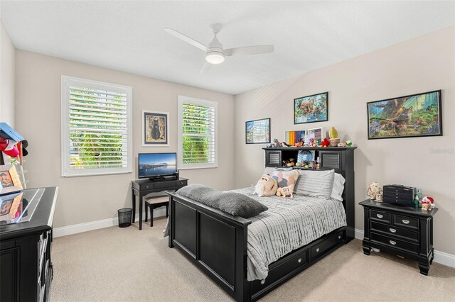 163 Rosa Bella Vw, Debary, FL 32713 - bedroom featuring baseboards, light colored carpet, and ceiling fan